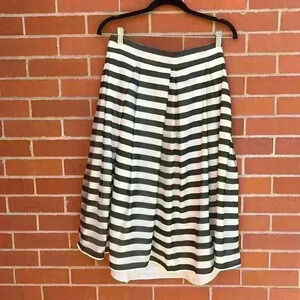 Vintage Black and white griped full midi skirt size large